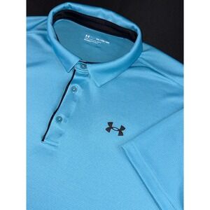 Under Armour Mens XXL Blue Loose Fit Performance Polo Shirt 1290140 Short Sleeve